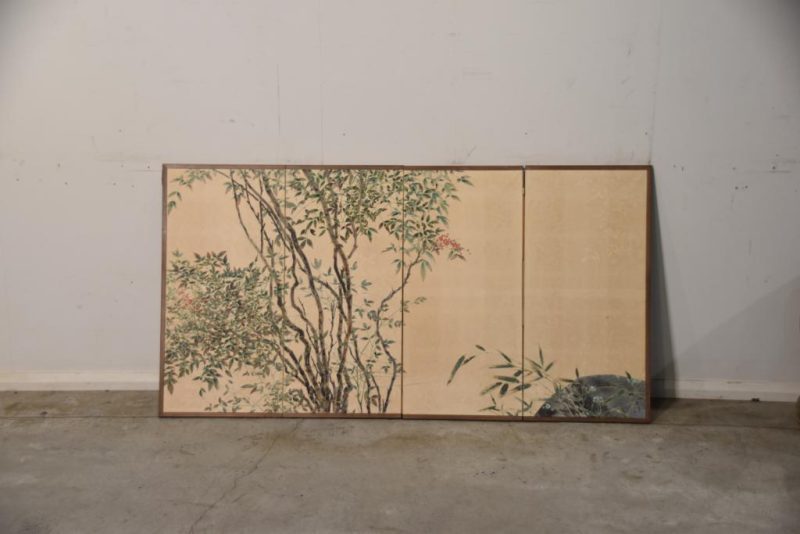 Nandina and Bamboo Grass 4 Panel Screen Width: 1800mm