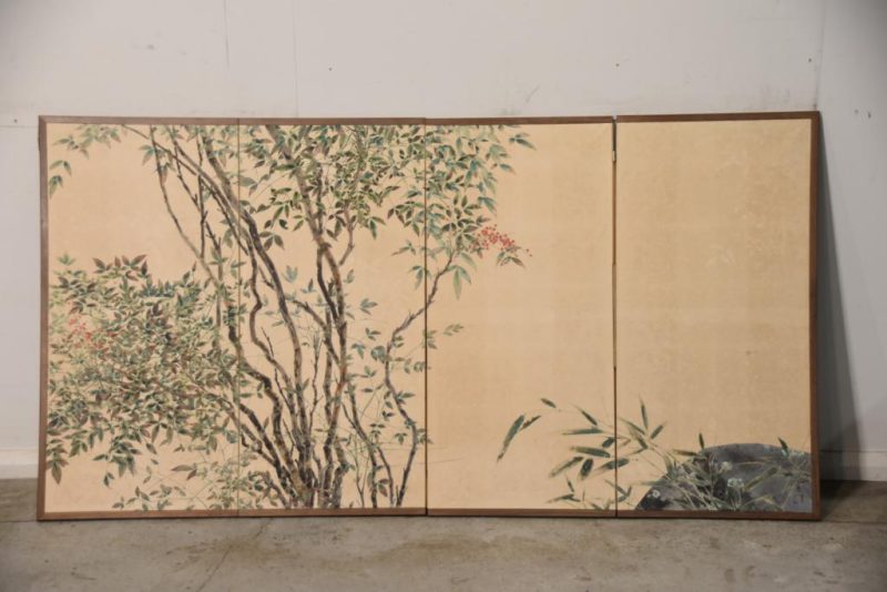 Nandina and Bamboo Grass 4 Panel Screen Width: 1800mm - Image 2