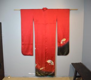 Japanese Red Silk Furisode Kimono
