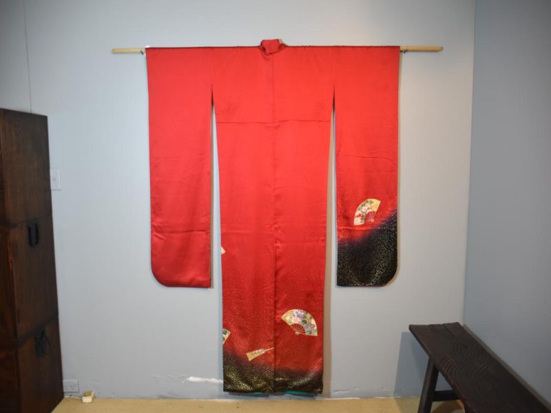Japanese Red Silk Furisode Kimono