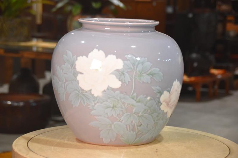 Large Peony Ceramic Vase.