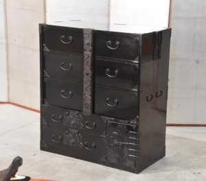 Antique Japanese Black Lacquer Clothing Chest Width:885mm