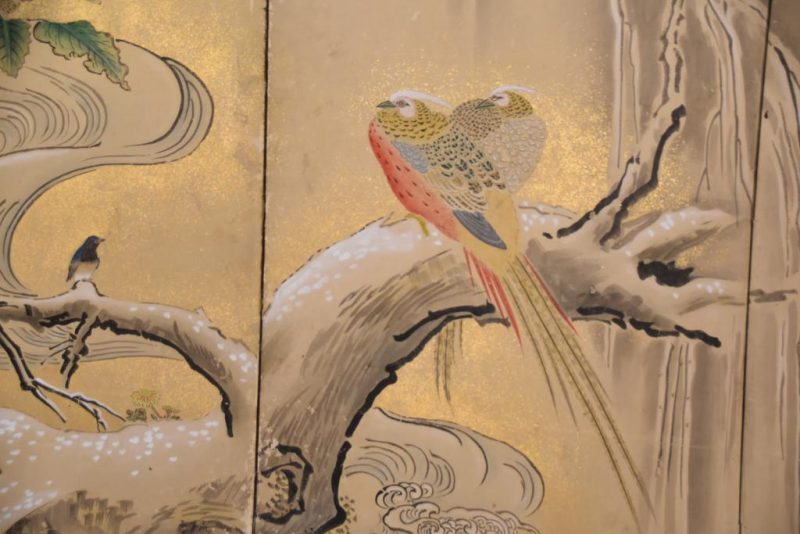 Japanese Kano School Byobu 6 Panel Antique Screen - Image 8