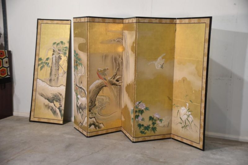 Japanese Kano School Byobu 6 Panel Antique Screen - Image 16