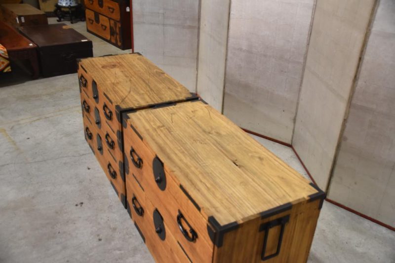 Antique Clothing Chest 2 Sections Width:880mm - Image 3