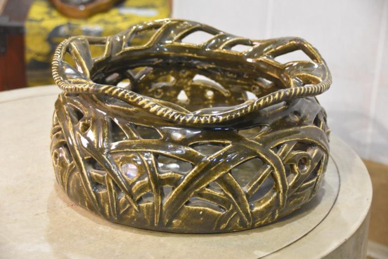Japanese Pottery Woven Basket - Image 9