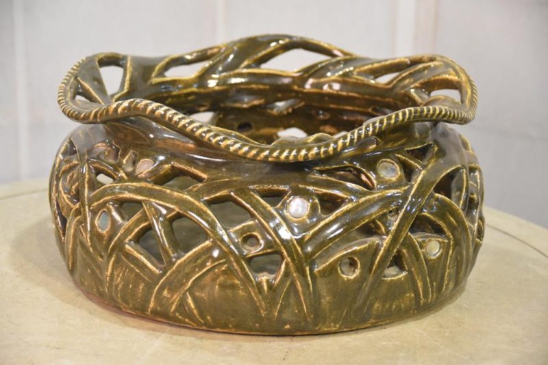 Japanese Pottery Woven Basket - Image 6