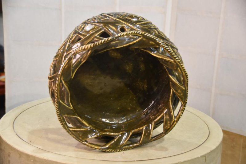 Japanese Pottery Woven Basket - Image 5