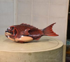 Vintage Lacquered Fish Lidded Container