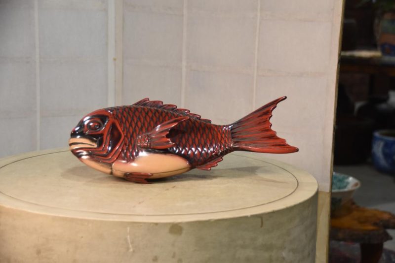 Vintage Lacquered Fish Lidded Container