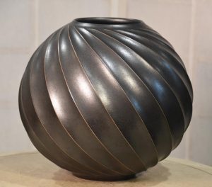 Japanese Silver Glaze Studio Pottery Vase