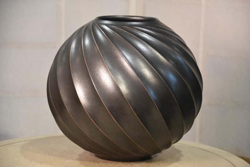 Japanese Silver Glaze Studio Pottery Vase
