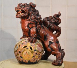 Large Kutani Pottery Shishi Buddhist Lion Dog