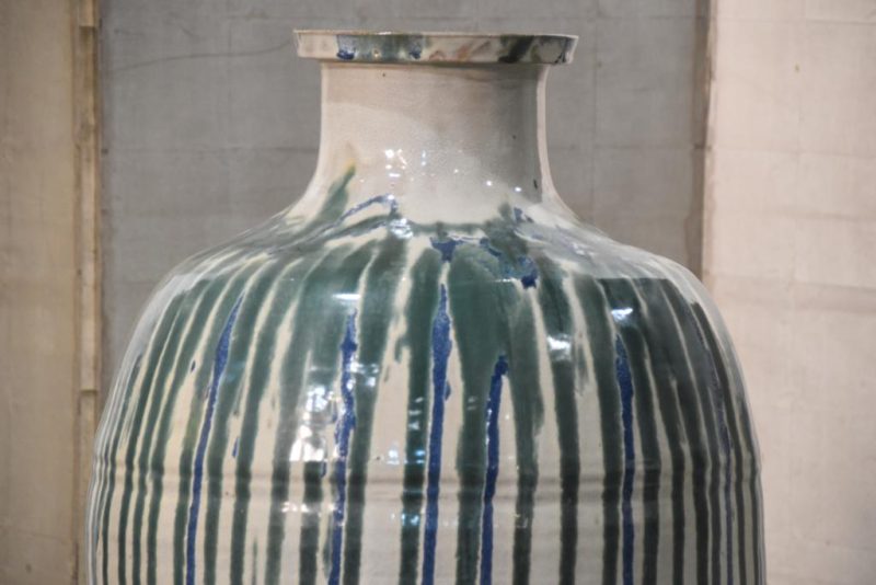 Shigaraki Green Drip Glazed Urn - Image 2