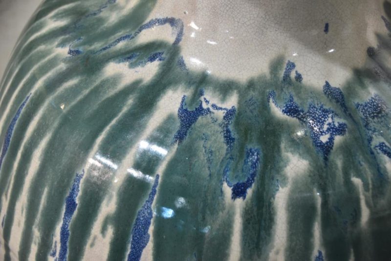 Shigaraki Green Drip Glazed Urn - Image 7