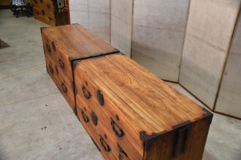 Antique Clothing Chest 2 Sections Width:1000mm - Image 3