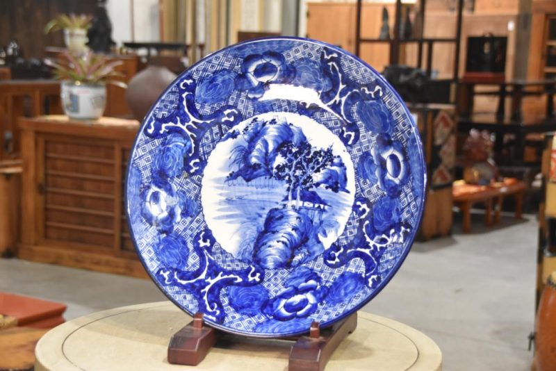 Japanese Blue and White Porcelain Plate Width:460mm