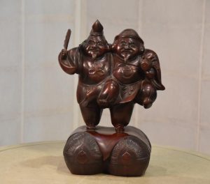 Japanese Bronze Ebisu and Daikoku Statue