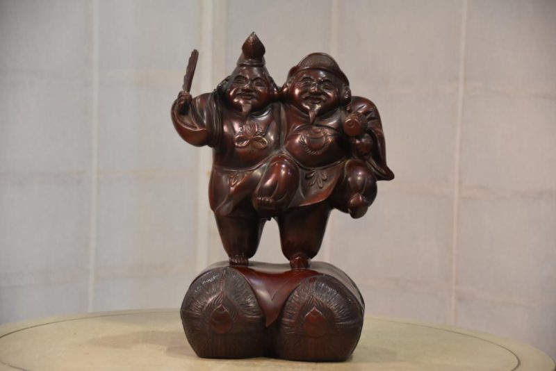 Japanese Bronze Ebisu and Daikoku Statue - Image 2