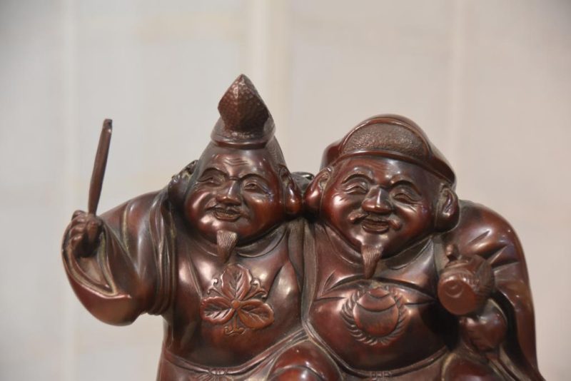 Japanese Bronze Ebisu and Daikoku Statue - Image 8