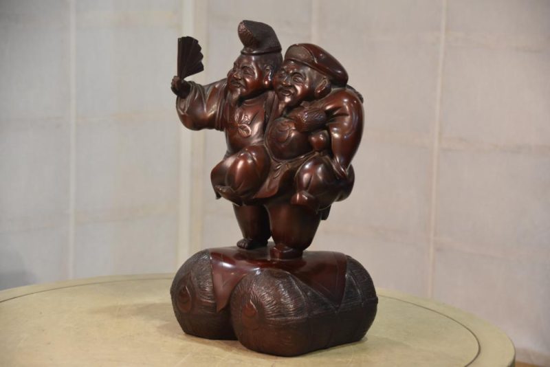 Japanese Bronze Ebisu and Daikoku Statue - Image 6