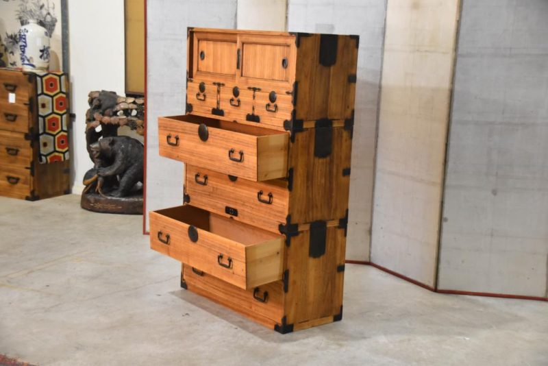 Antique 3 Section Clothing Chest Width:905mm - Image 3