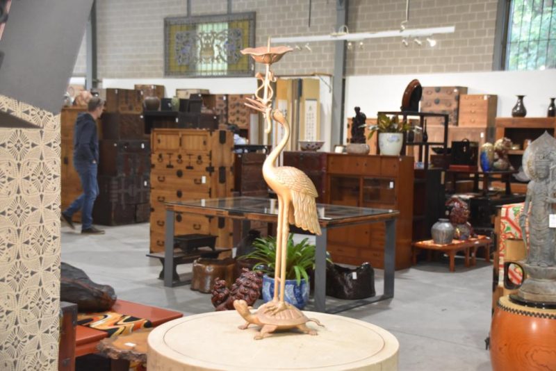 Bronze Crane and Turtle Candle Stands