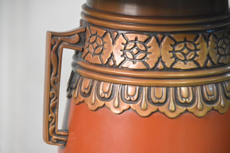 Japanese Bronze Usubata Ikenobu Flower Vase - Image 4