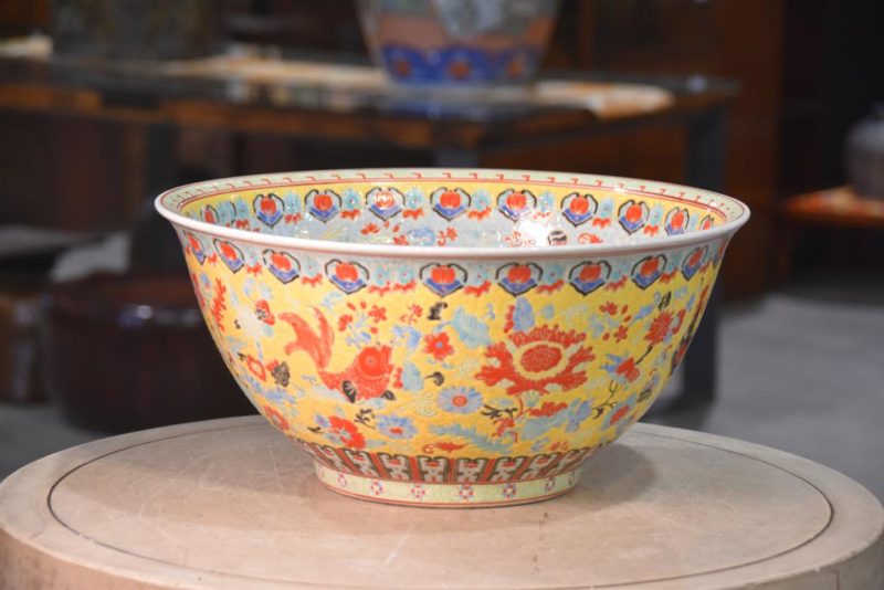 Large Vintage Chinese Porcelain Punch Bowl