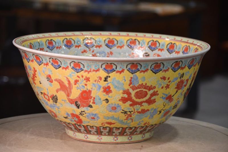 Large Vintage Chinese Porcelain Punch Bowl - Image 2