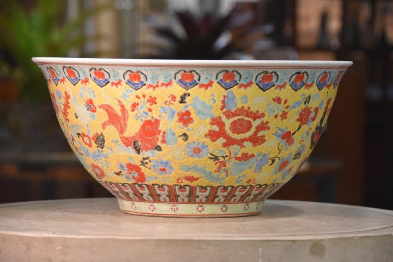 Large Vintage Chinese Porcelain Punch Bowl - Image 13