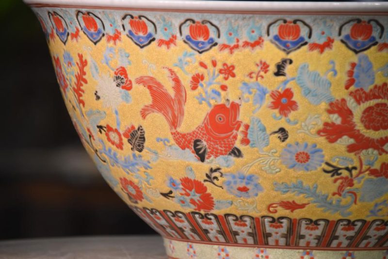 Large Vintage Chinese Porcelain Punch Bowl - Image 12