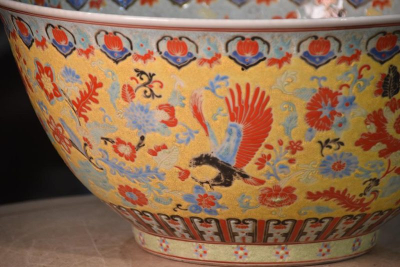 Large Vintage Chinese Porcelain Punch Bowl - Image 5