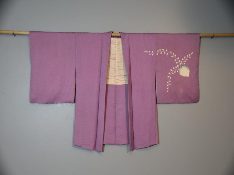 Vintage Mauve Silk Haori Jacket - Image 5