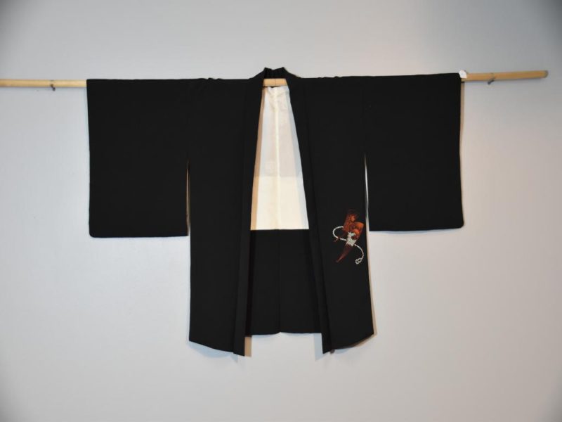 Vintage Black Silk Haori Jacket - Image 6