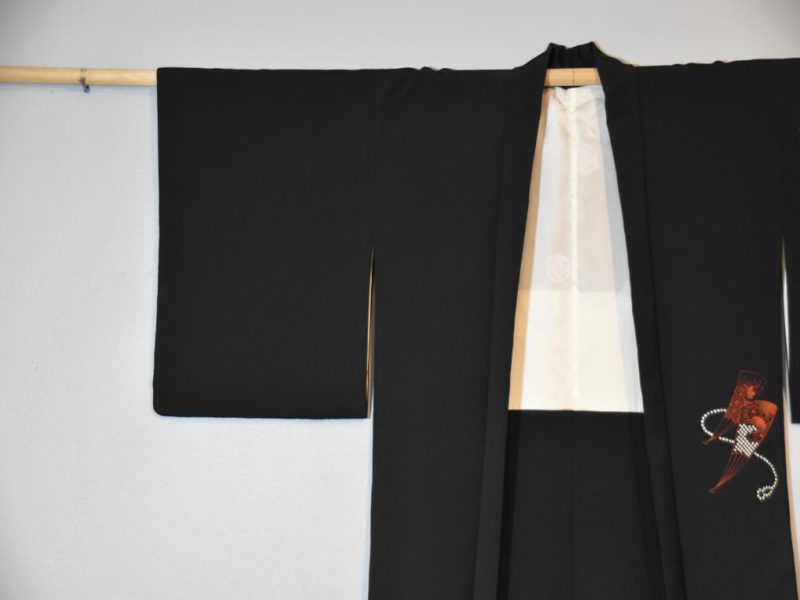Vintage Black Silk Haori Jacket - Image 3