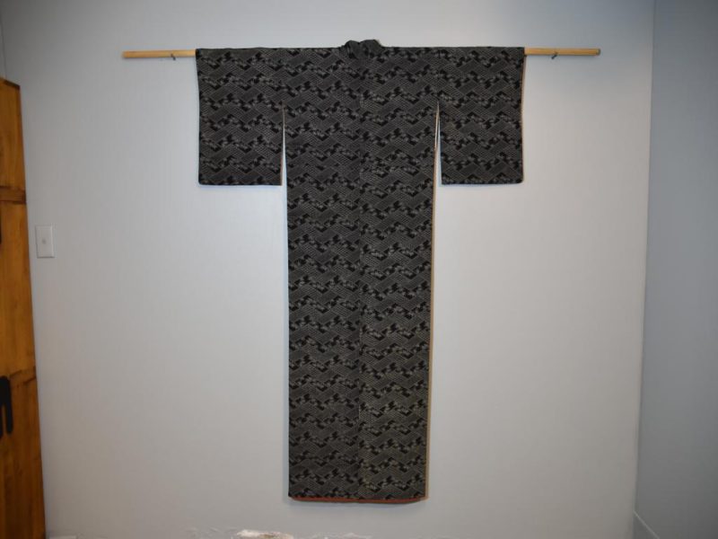 Black and White Silk Kimono