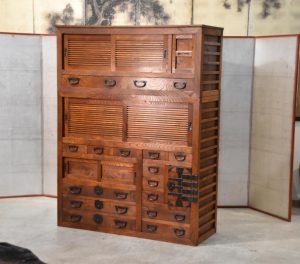 Antique Keyaki Elm Choba Dansu Merchat Chest Width:1340mm