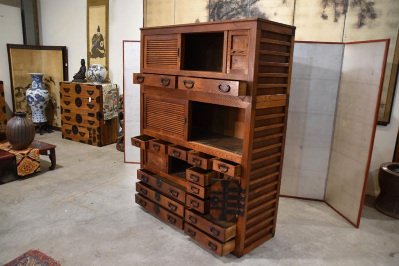 Antique Keyaki Elm Choba Dansu Merchat Chest Width:1340mm - Image 10
