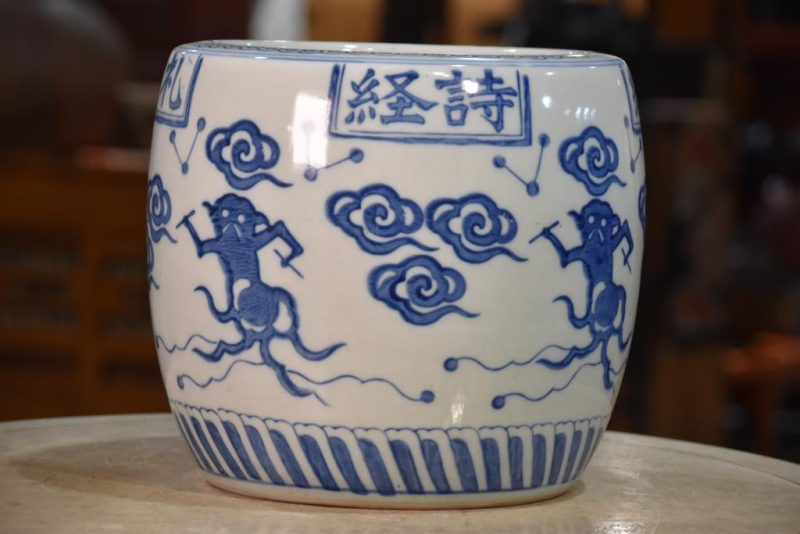 Japanese Blue and White Porcelain Hibachi Width:275mm - Image 2