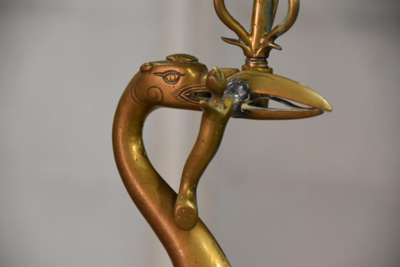Bronze Crane and Turtle Candle Stand - Image 2