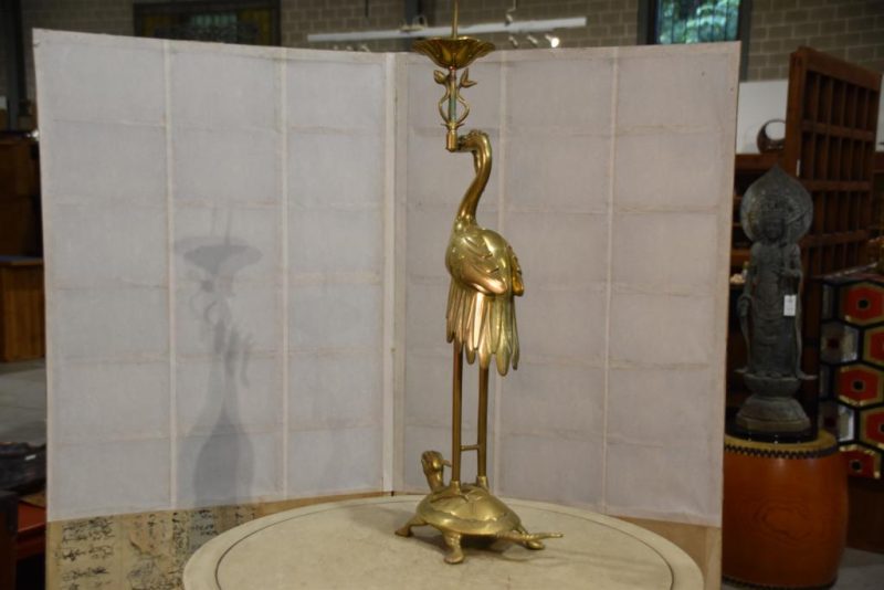 Bronze Crane and Turtle Candle Stand - Image 12