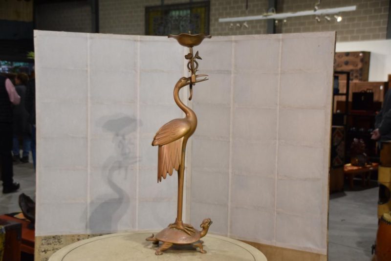 Bronze Crane and Turtle Candle Stand - Image 11