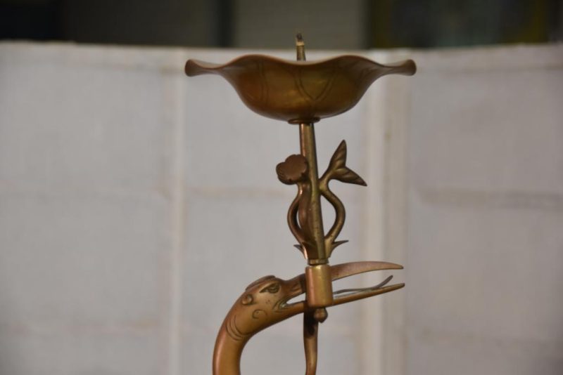Bronze Crane and Turtle Candle Stand - Image 8