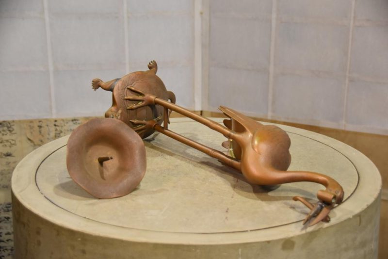 Bronze Crane and Turtle Candle Stand - Image 5
