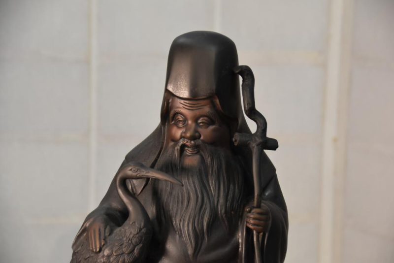 Japanese Bronze Jurojin and Crane - Image 2