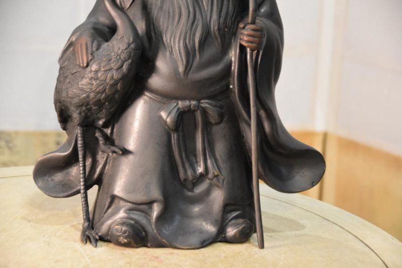 Japanese Bronze Jurojin and Crane - Image 6