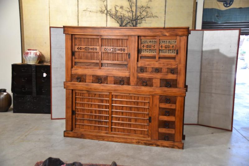 Antique Hikone Misuya Dansu Kitchen Chest Width:1840mm
