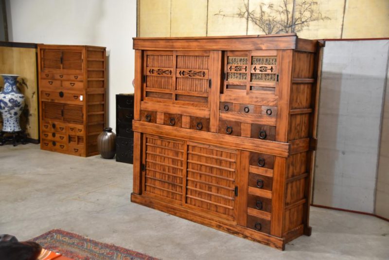 Antique Hikone Misuya Dansu Kitchen Chest Width:1840mm - Image 9
