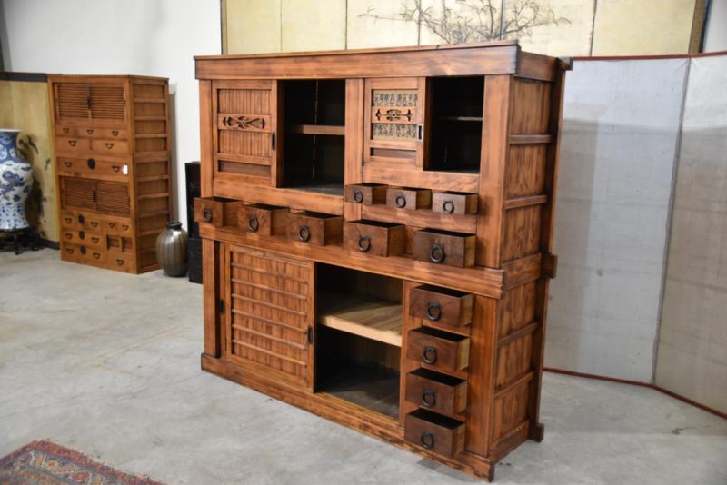 Antique Hikone Misuya Dansu Kitchen Chest Width:1840mm - Image 5
